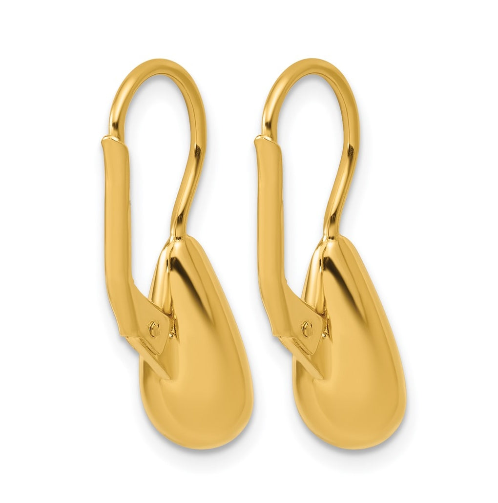 Sterling Silver Gold-tone Polished Teardrop Leverback Earrings