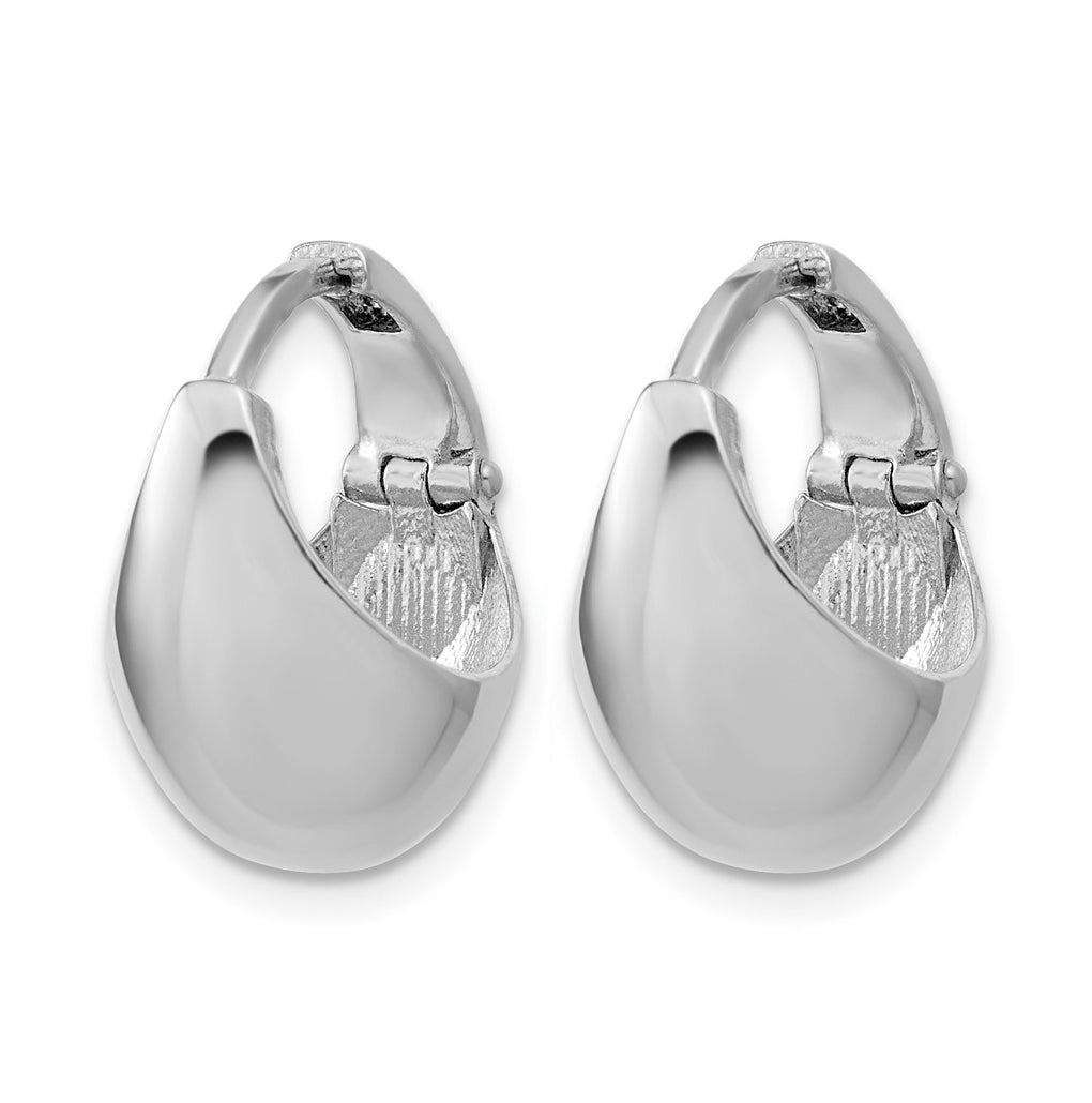 Sterling Silver RH-Plated Polished Hinged Huggie Hoop Earrings