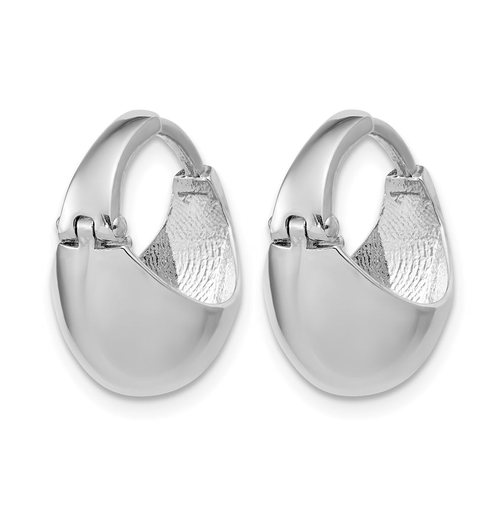 Sterling Silver RH-Plated Polished Hinged Huggie Hoop Earrings