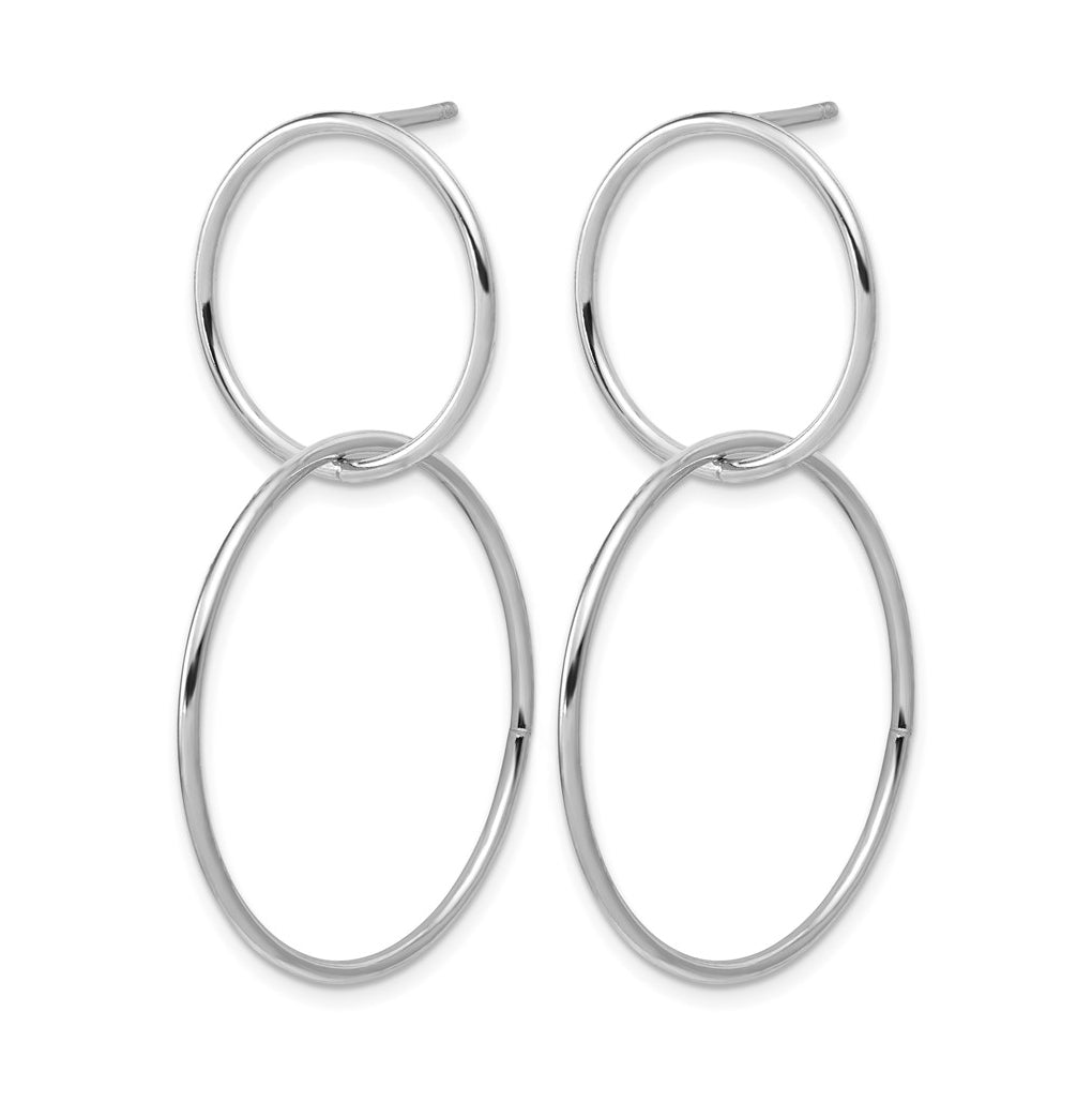 Sterling Silver RH-plated Polished Circles Post Dangle Earrings