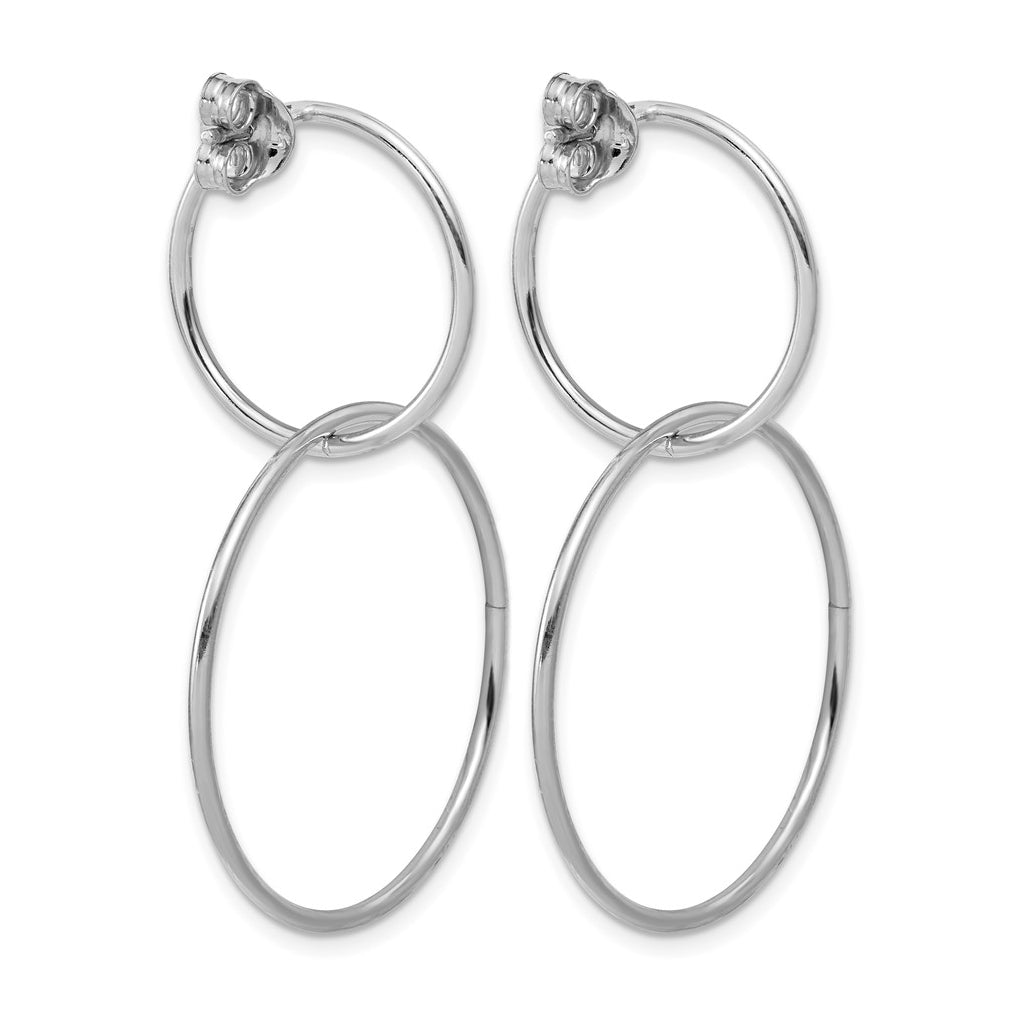 Sterling Silver RH-plated Polished Circles Post Dangle Earrings