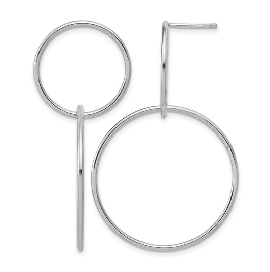 Sterling Silver RH-plated Polished Circles Post Dangle Earrings