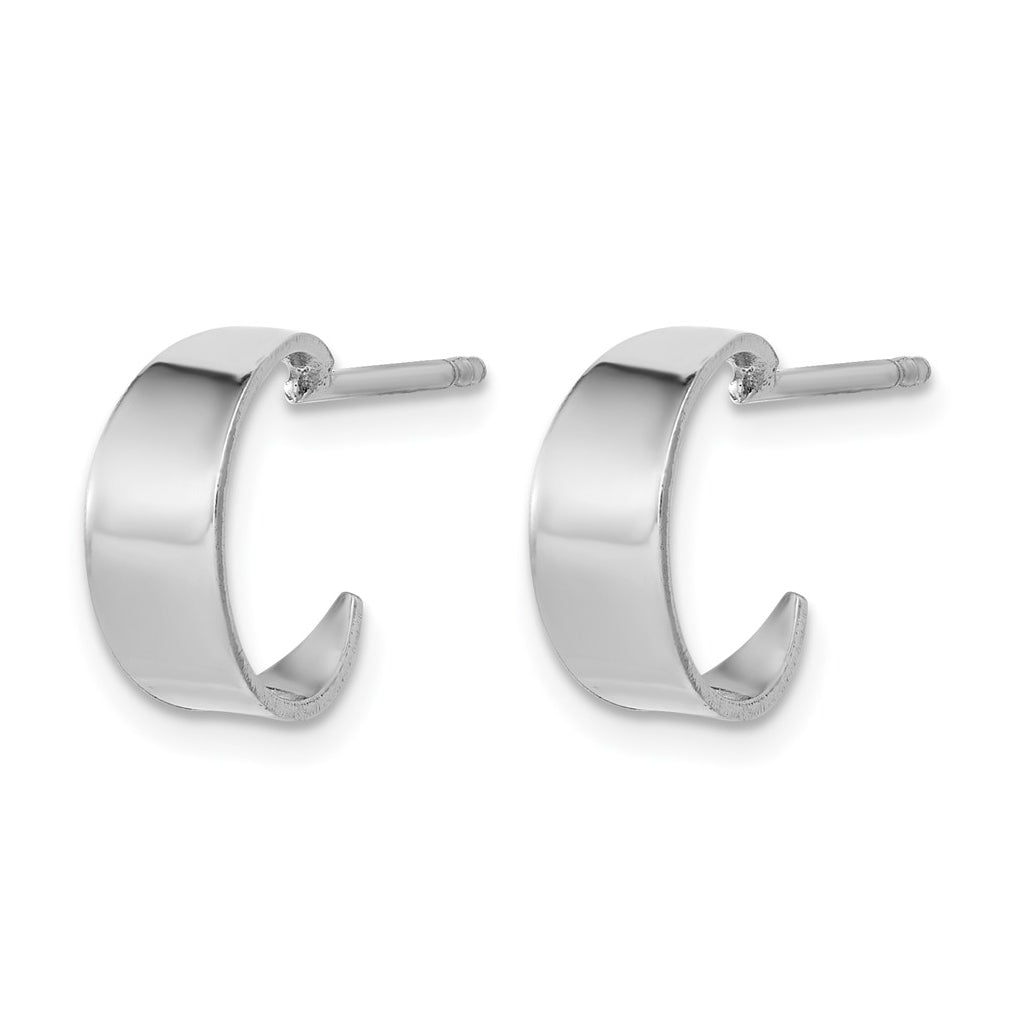 Sterling Silver RH-plated Polished C-Hoop Post Earrings