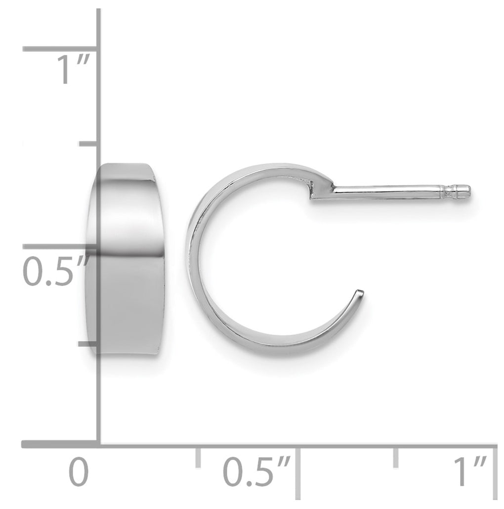 Sterling Silver RH-plated Polished C-Hoop Post Earrings