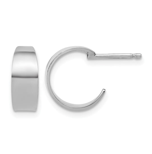 Sterling Silver RH-plated Polished C-Hoop Post Earrings