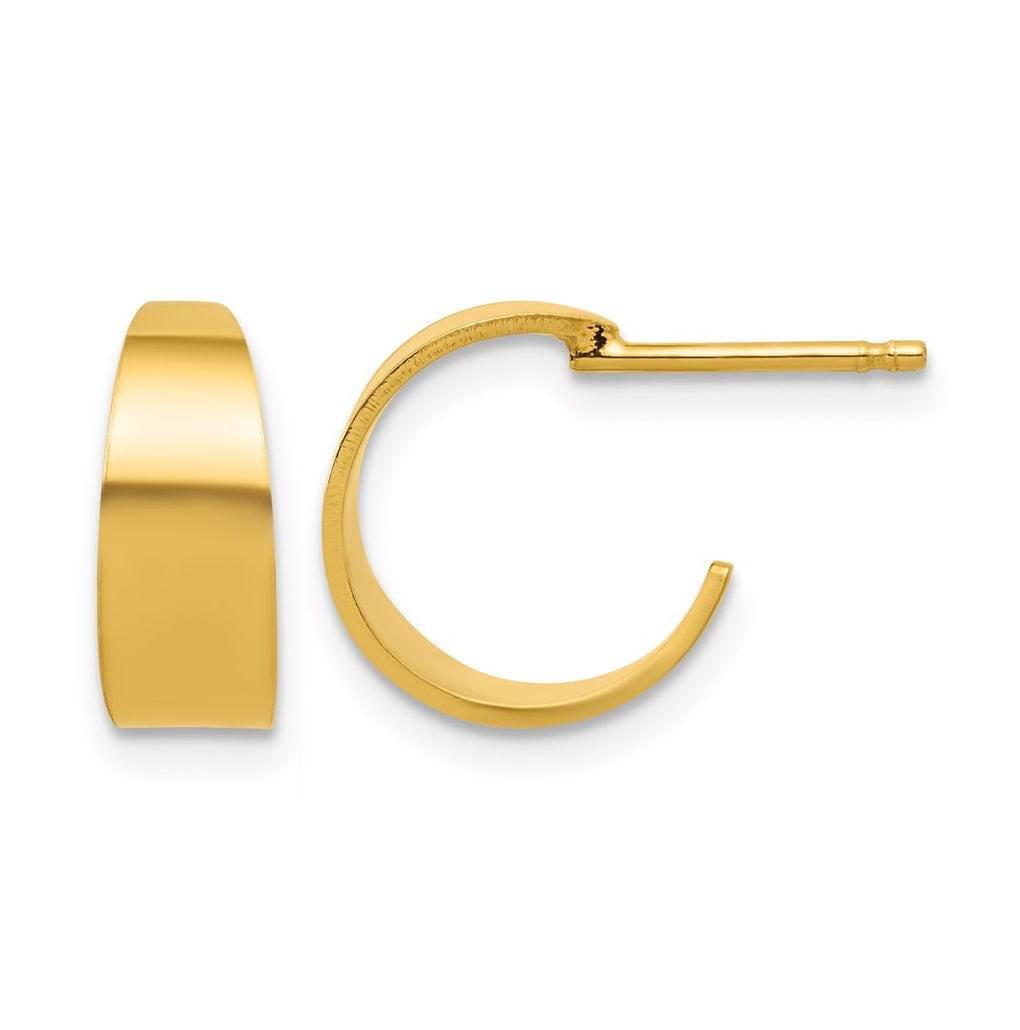 Sterling Silver Gold-tone Polished C-Hoop Post Earrings