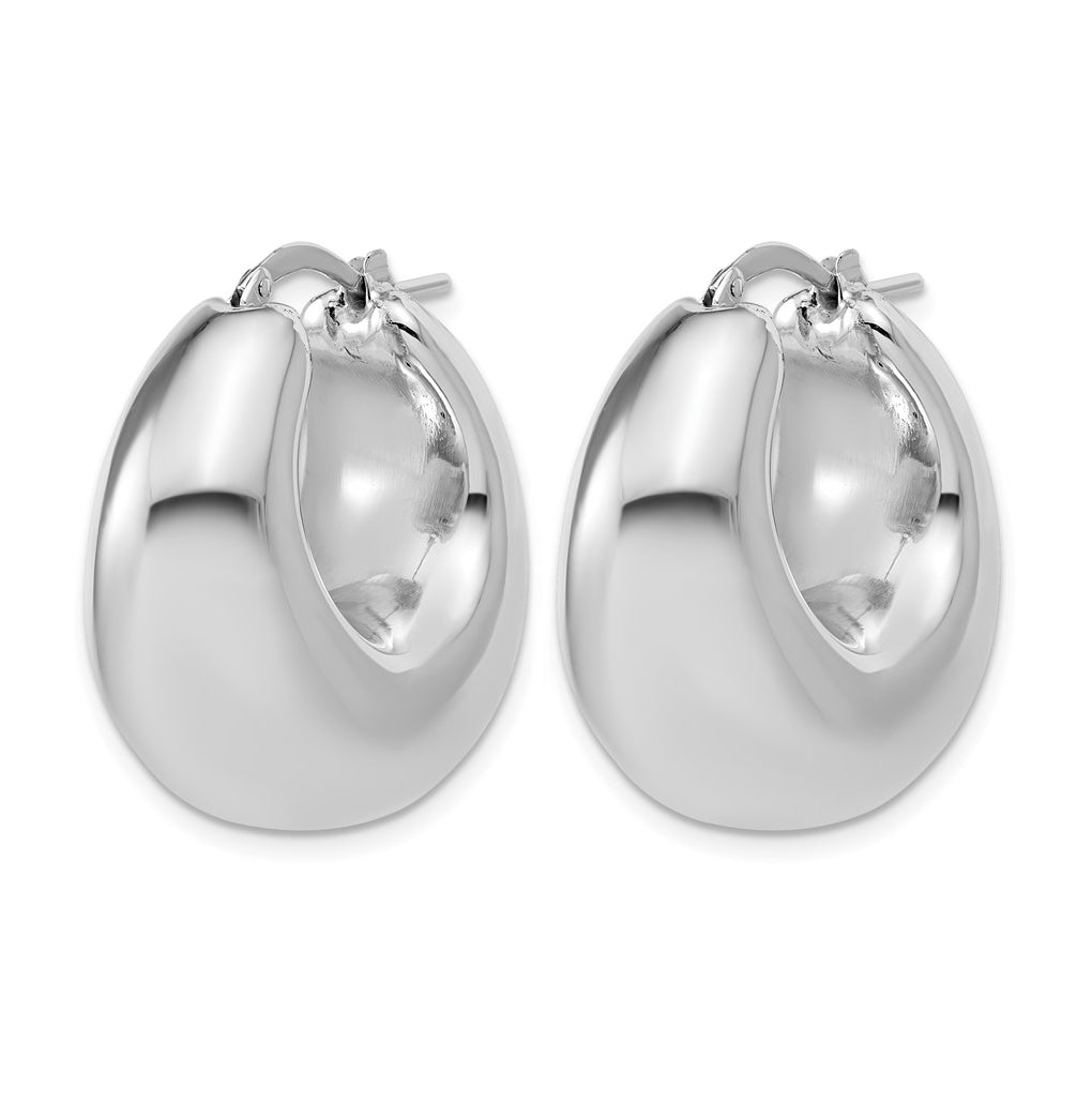 Sterling Silver Rhodium-plated Polished Puffed Hoop Earrings