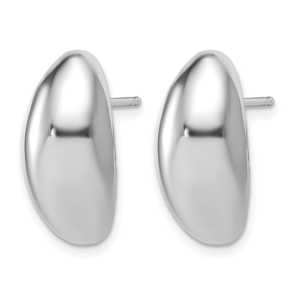 Sterling Silver RH-Plt Polished Fancy Domed Post Earrings