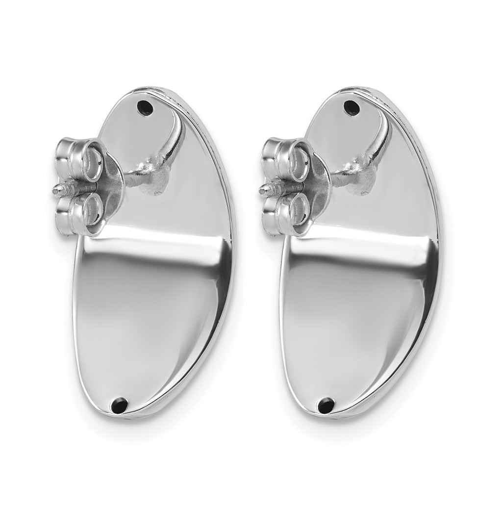 Sterling Silver RH-Plt Polished Fancy Domed Post Earrings