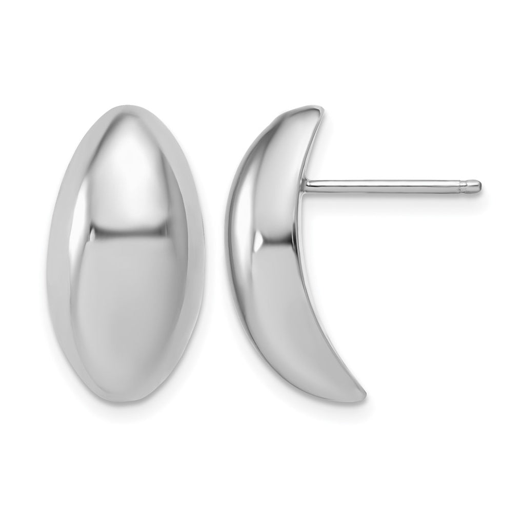 Sterling Silver RH-Plt Polished Fancy Domed Post Earrings