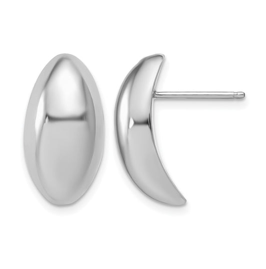 Sterling Silver RH-Plt Polished Fancy Domed Post Earrings