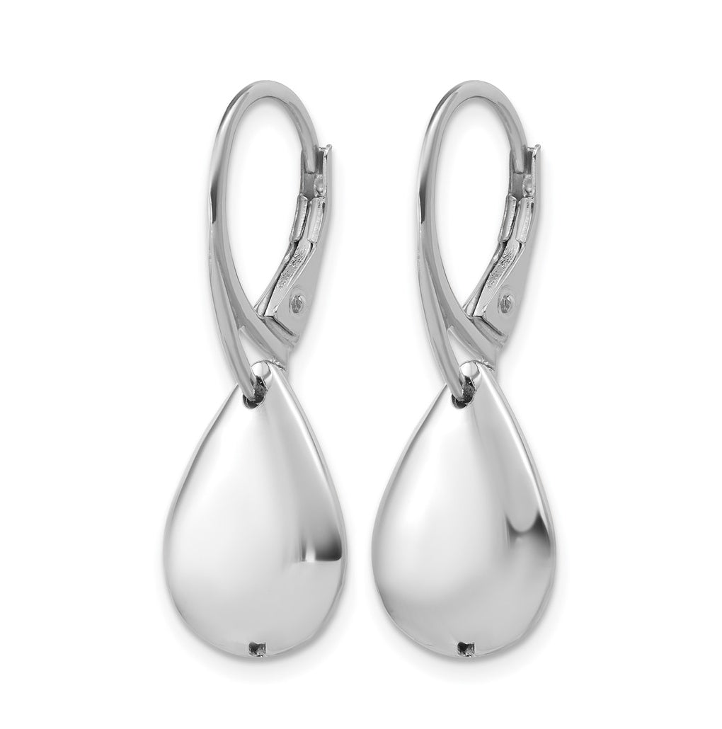 Sterling Silver RH-plated Pol. Teardrop Leverback Earrings
