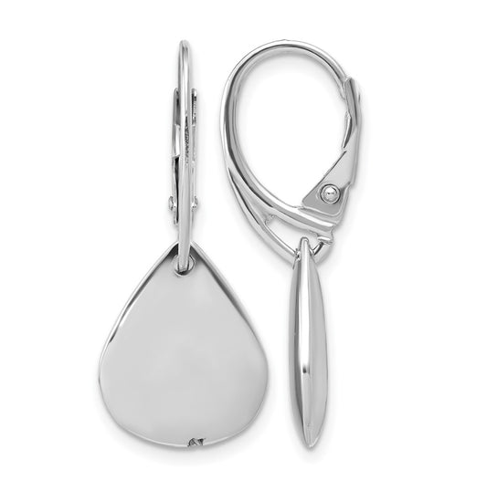Sterling Silver RH-plated Pol. Teardrop Leverback Earrings
