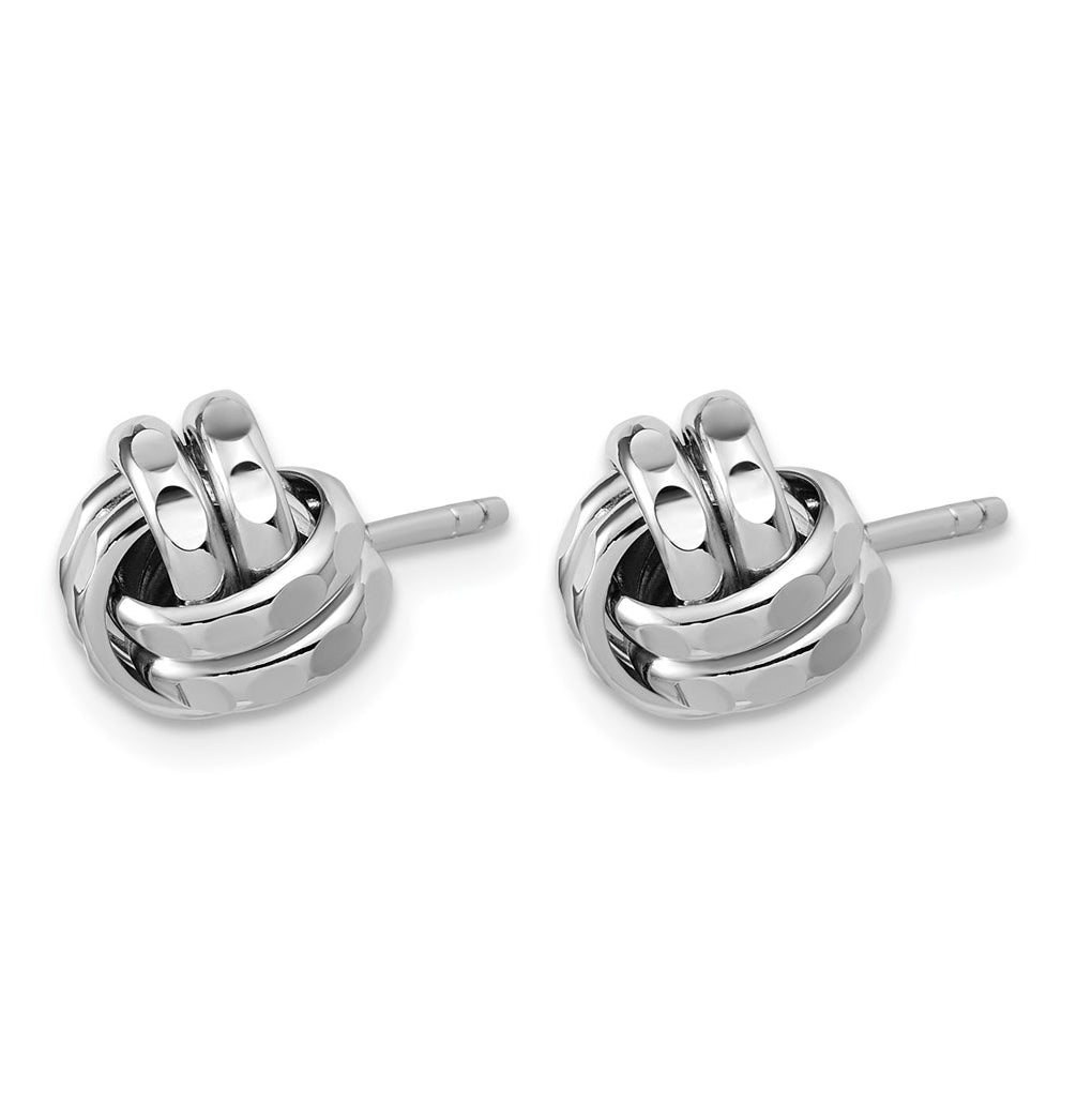 Sterling Silver RH-plated Polished and Diamond-cut Love Knot Post Earring