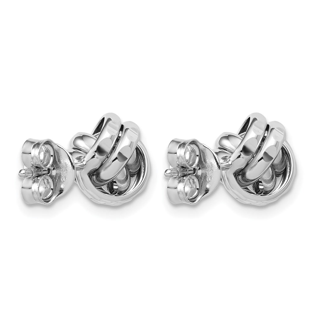 Sterling Silver RH-plated Polished and Diamond-cut Love Knot Post Earring