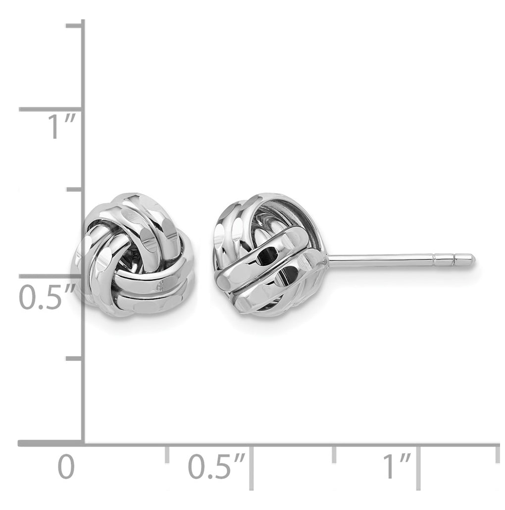 Sterling Silver RH-plated Polished and Diamond-cut Love Knot Post Earring