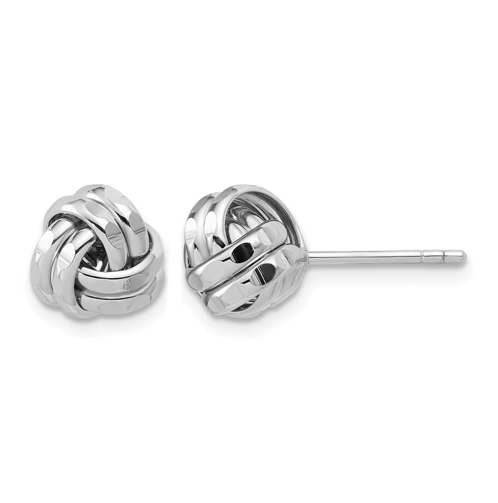 Sterling Silver RH-plated Polished and Diamond-cut Love Knot Post Earring