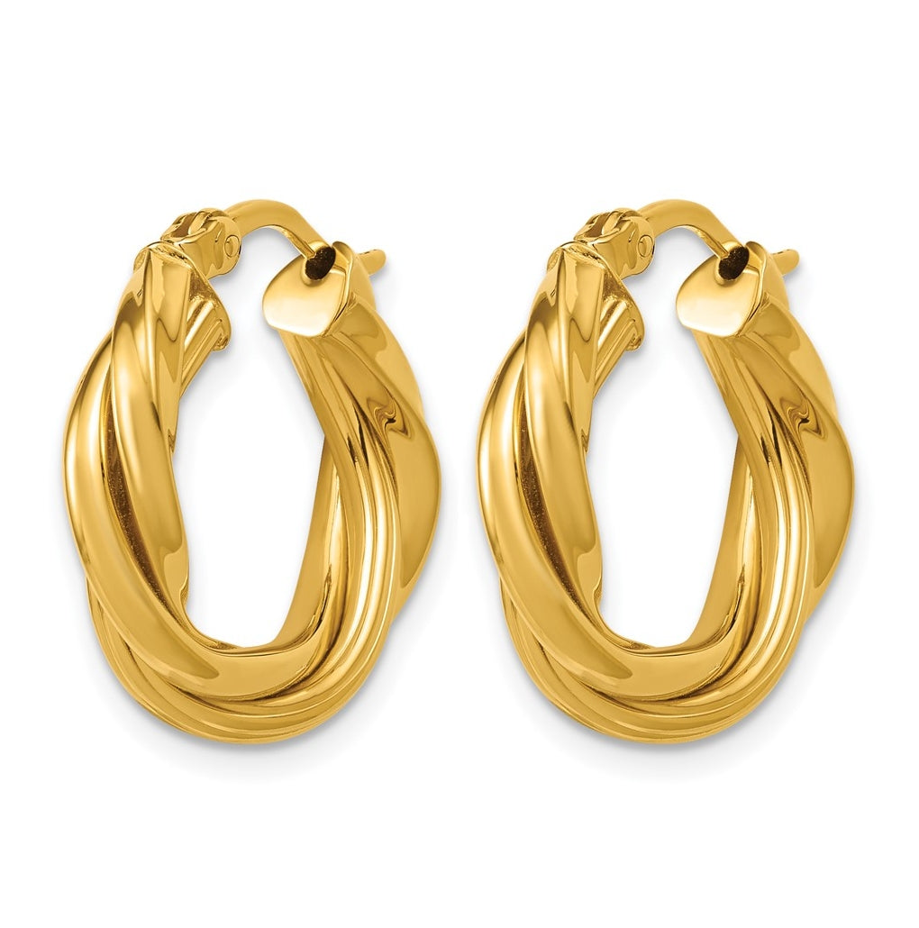 Sterling Silver Gold-tone Polished and Twisted Hoop Earrings