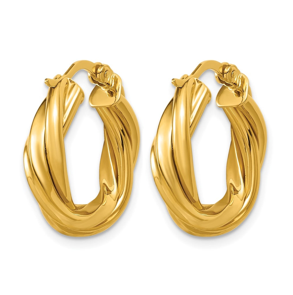 Sterling Silver Gold-tone Polished and Twisted Hoop Earrings