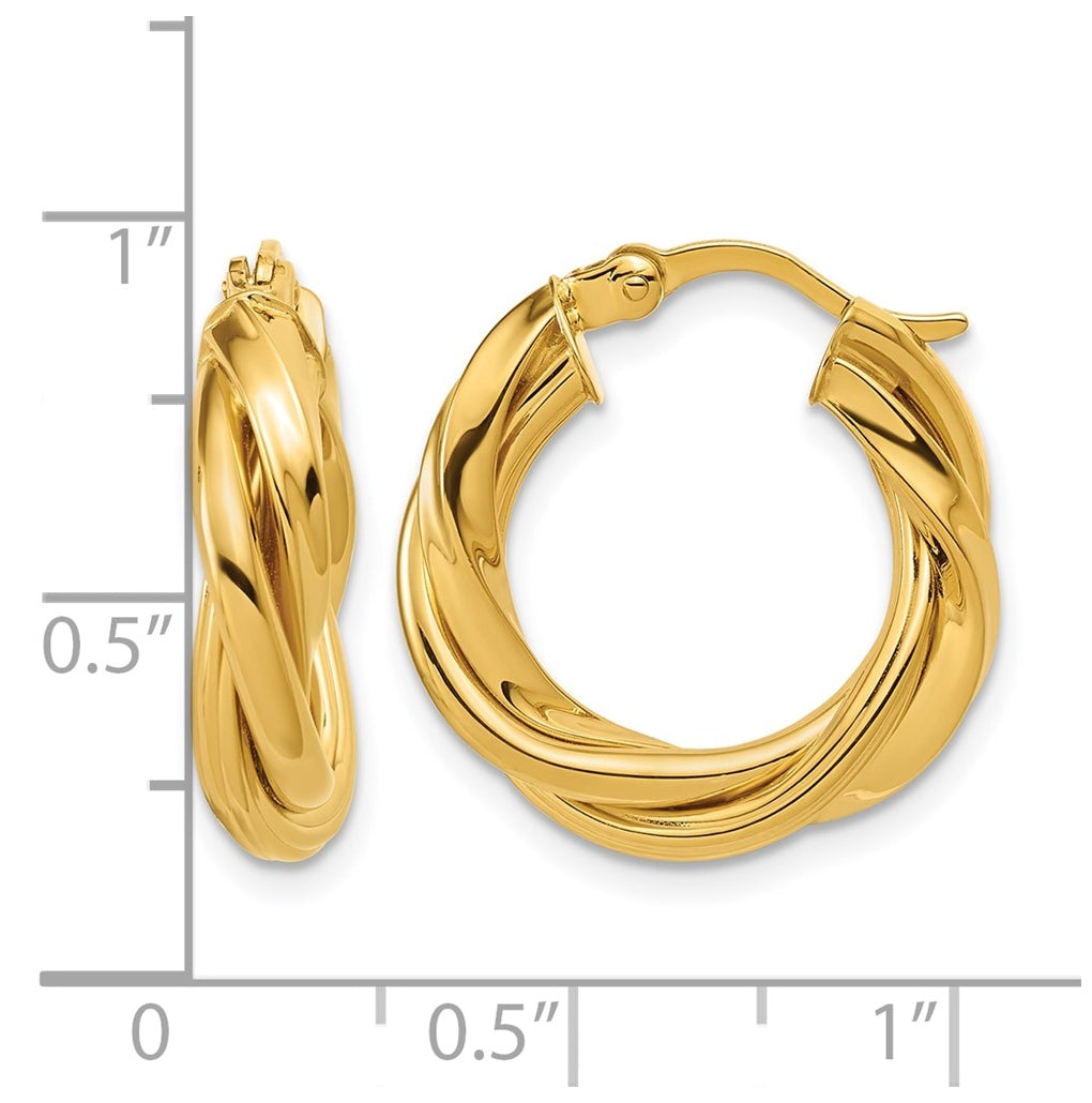 Sterling Silver Gold-tone Polished and Twisted Hoop Earrings
