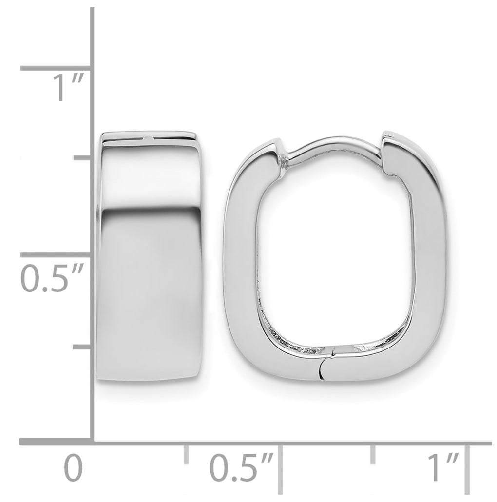 Sterling Silver RH-plated Polished Squared Hinged Huggie Hoop Earr