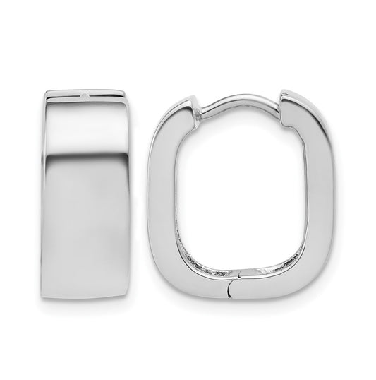 Sterling Silver RH-plated Polished Squared Hinged Huggie Hoop Earr