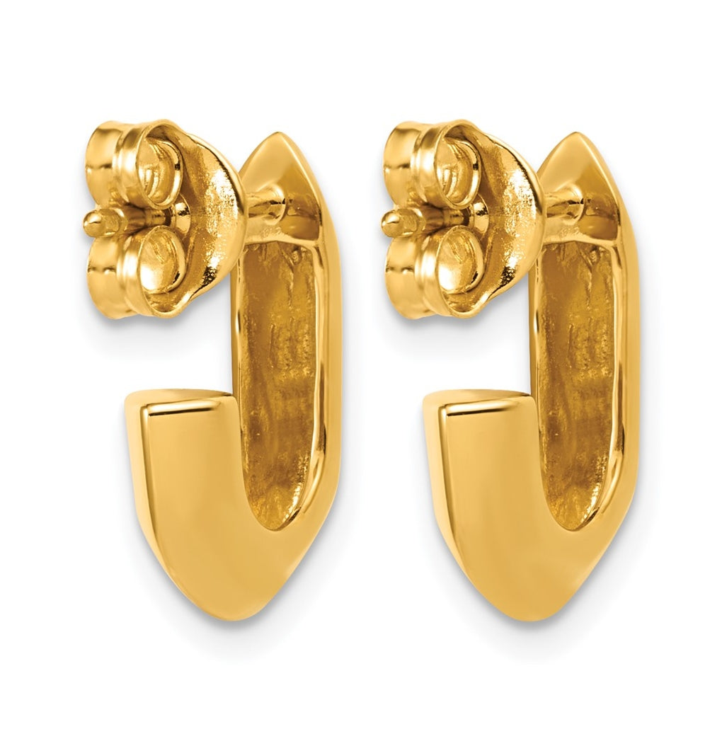 Sterling Silver Gold-tone Polished Knife Edge J-hoop Post Earrings