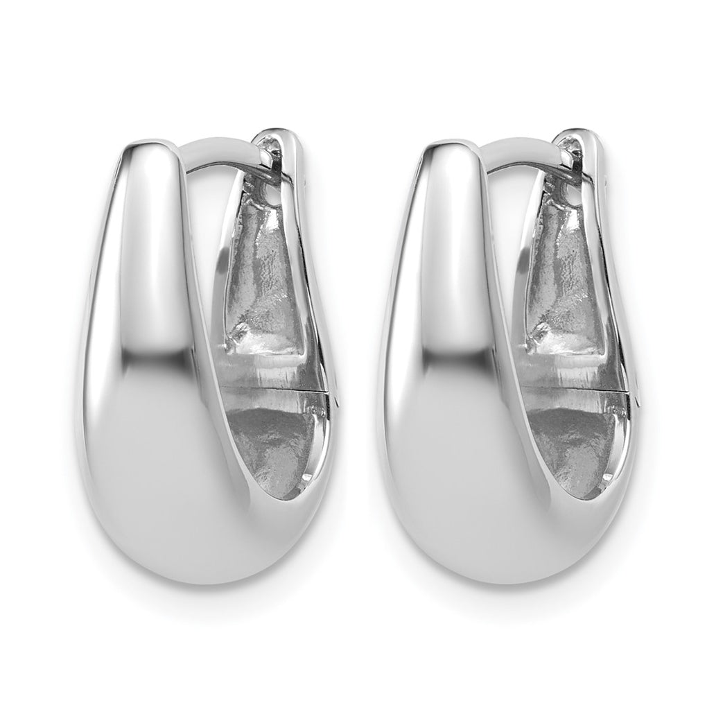 Sterling Silver RH-plated Polished Hinged Oval Hoop Earrings