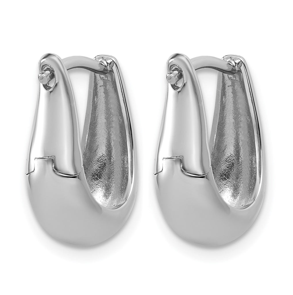 Sterling Silver RH-plated Polished Hinged Oval Hoop Earrings