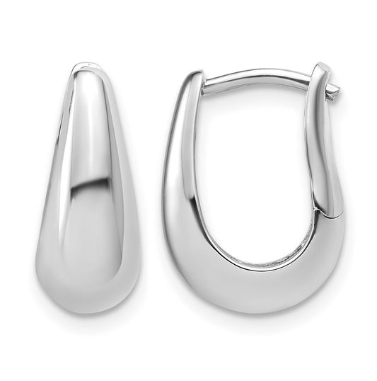 Sterling Silver RH-plated Polished Hinged Oval Hoop Earrings
