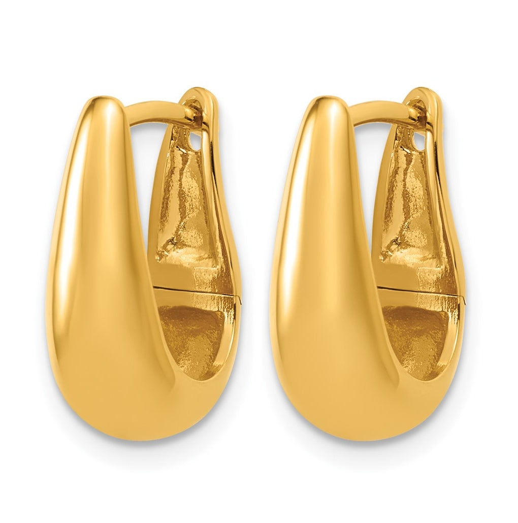 Sterling Silver Gold-tone Polished Hinged Oval Hoop Earrings