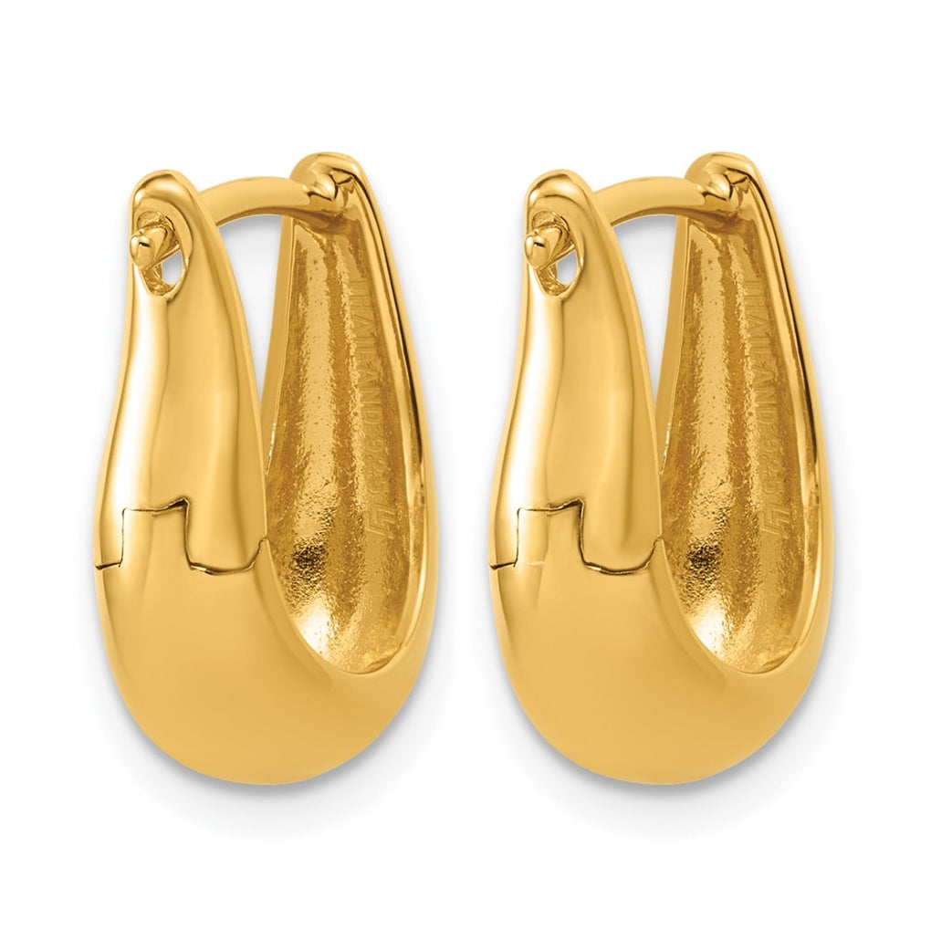 Sterling Silver Gold-tone Polished Hinged Oval Hoop Earrings