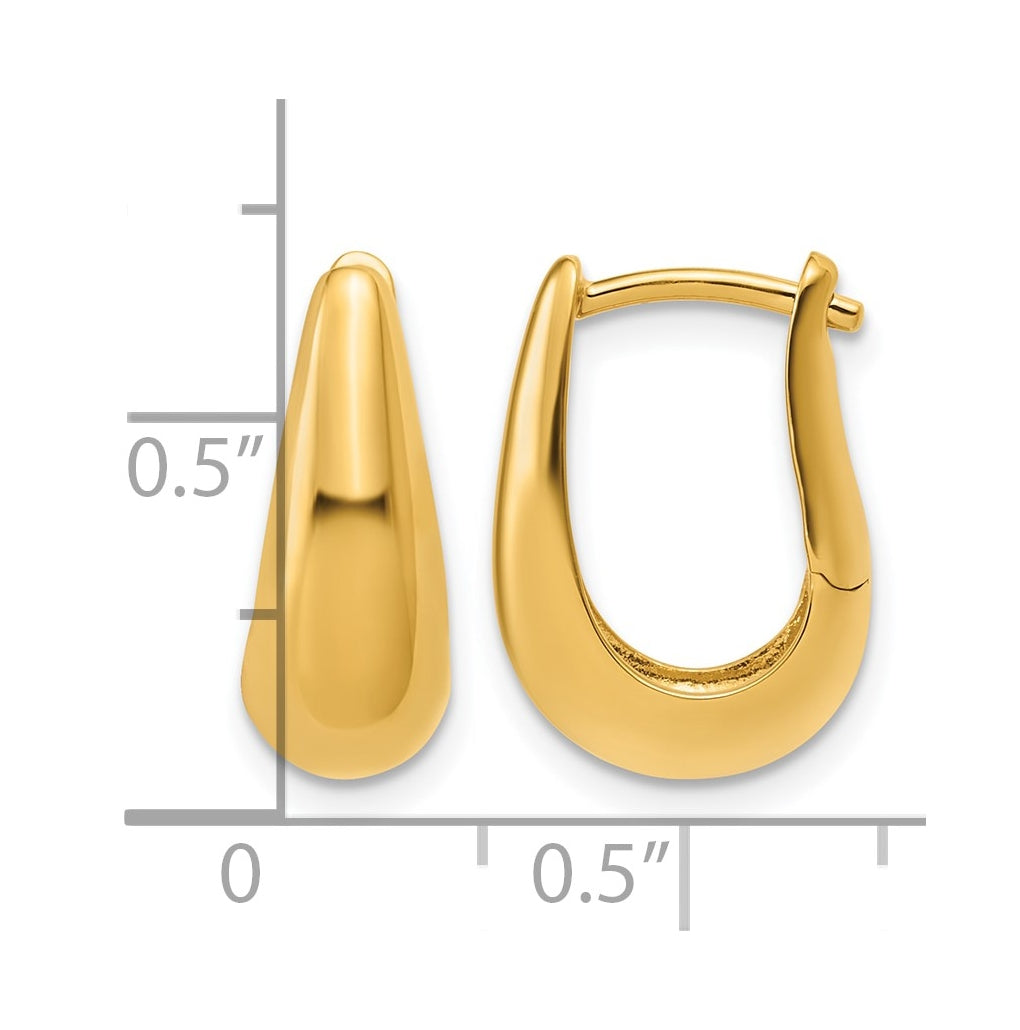 Sterling Silver Gold-tone Polished Hinged Oval Hoop Earrings