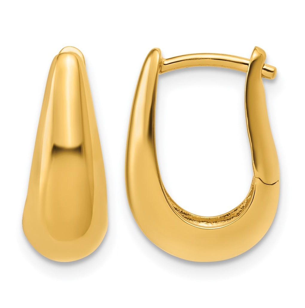 Sterling Silver Gold-tone Polished Hinged Oval Hoop Earrings