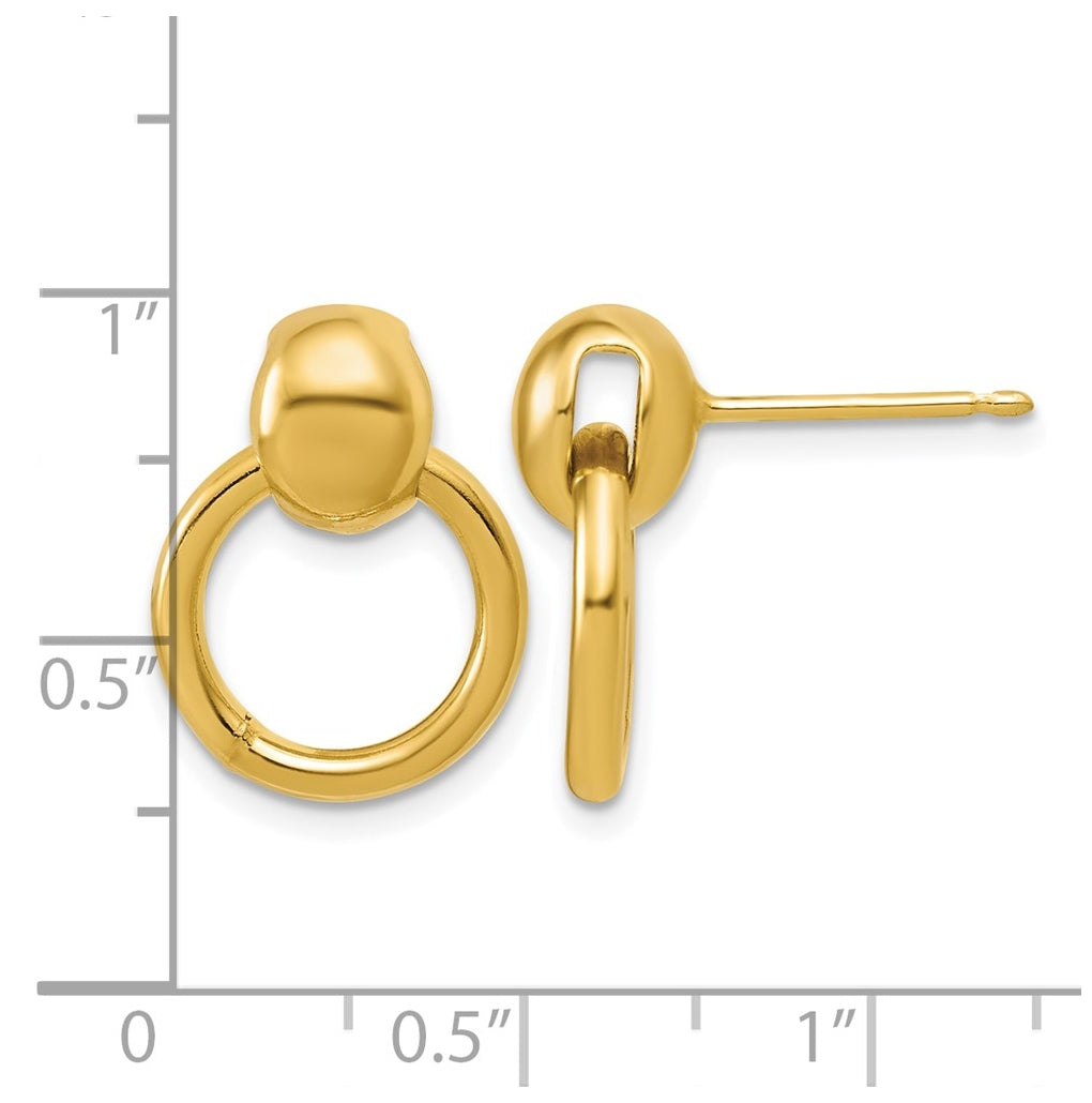 Sterling Silver Gold-plated Polished Circle Dangle Post Earrings