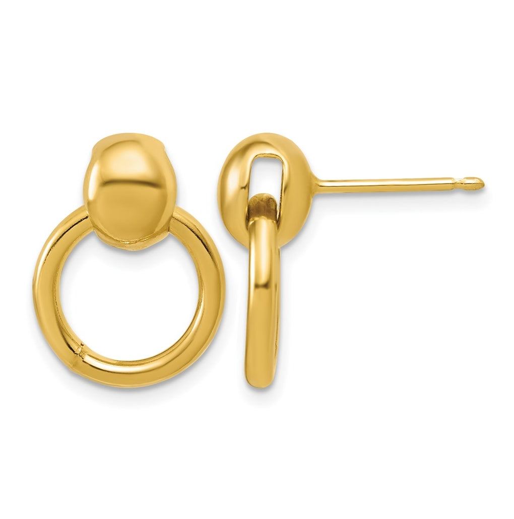 Sterling Silver Gold-plated Polished Circle Dangle Post Earrings