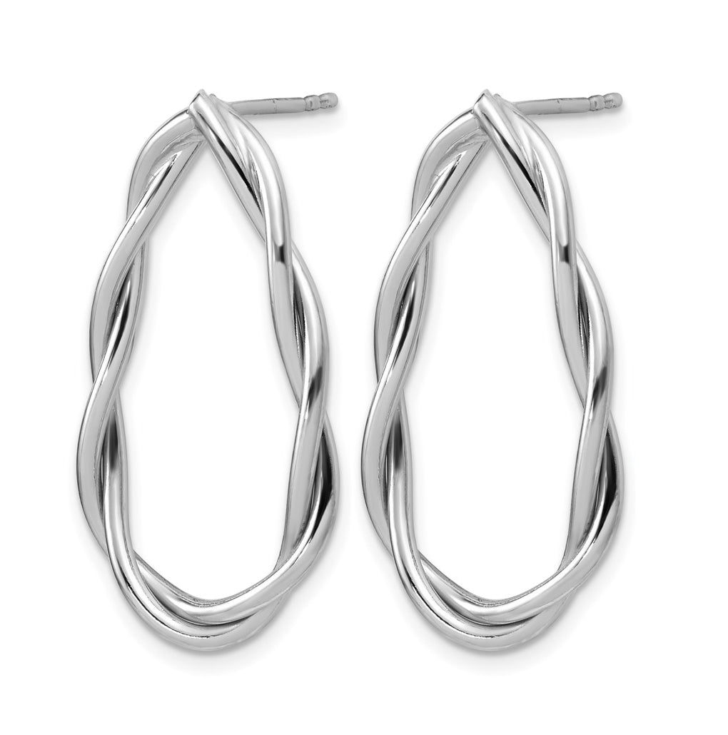 Sterling Silver RH-plated Polished Twisted Teardrop Drop Post Earring
