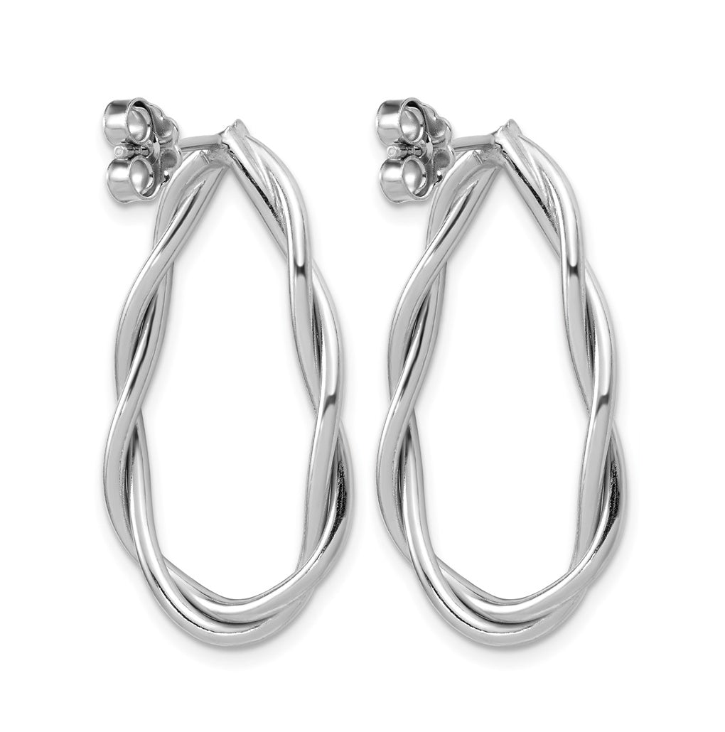 Sterling Silver RH-plated Polished Twisted Teardrop Drop Post Earring