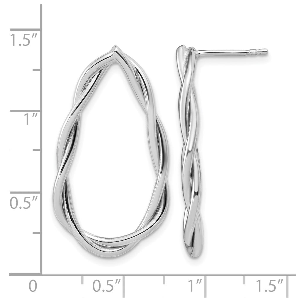 Sterling Silver RH-plated Polished Twisted Teardrop Drop Post Earring