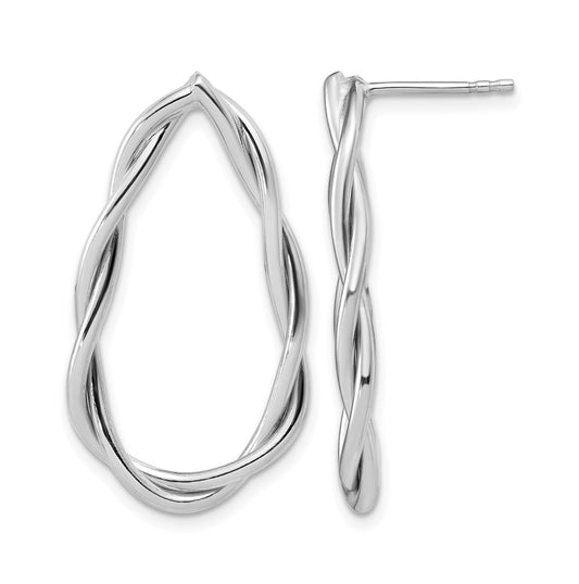 Sterling Silver RH-plated Polished Twisted Teardrop Drop Post Earring