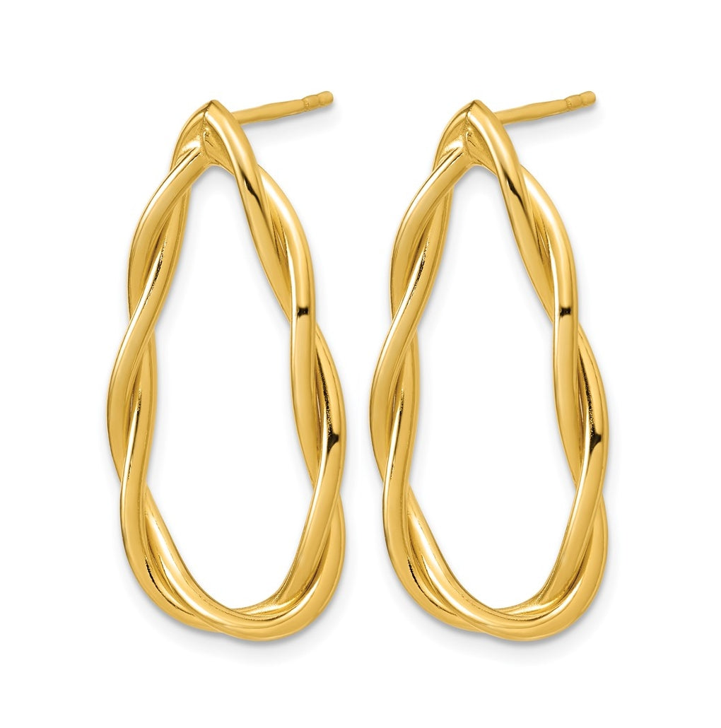 Sterling Silver Gold-plated Polished Twisted Teardrop Drop Post Earring