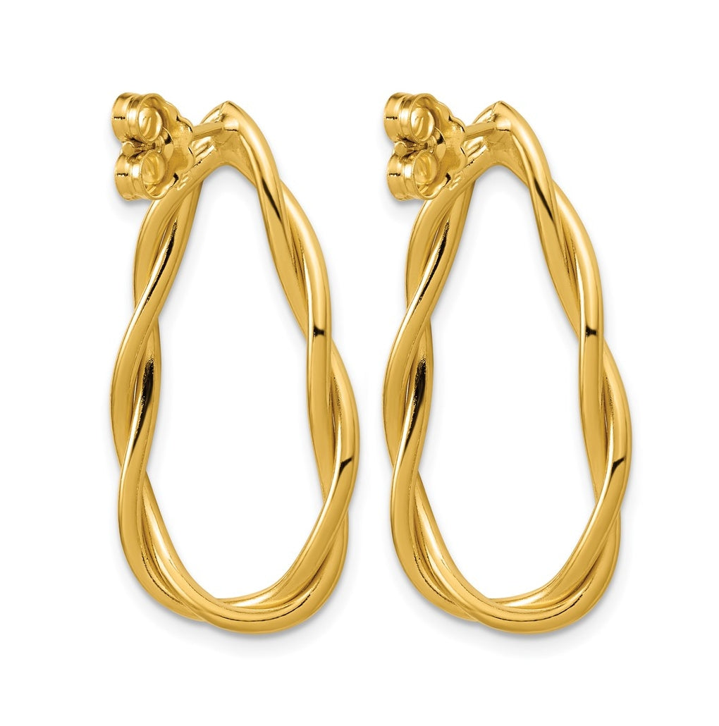 Sterling Silver Gold-plated Polished Twisted Teardrop Drop Post Earring
