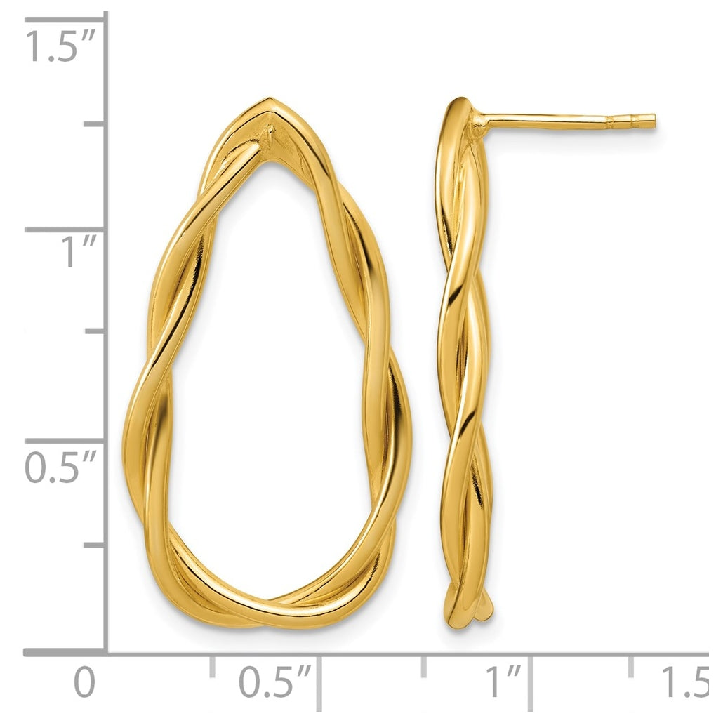 Sterling Silver Gold-plated Polished Twisted Teardrop Drop Post Earring