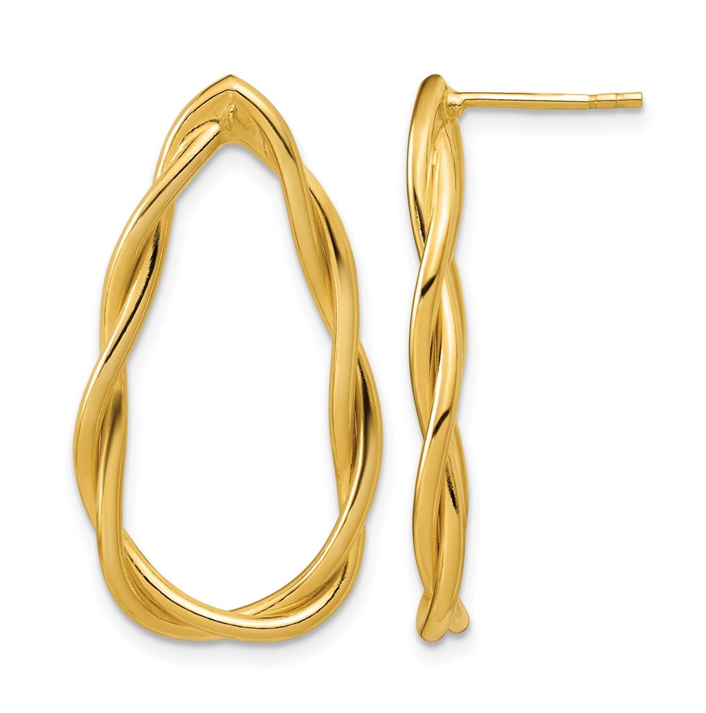 Sterling Silver Gold-plated Polished Twisted Teardrop Drop Post Earring