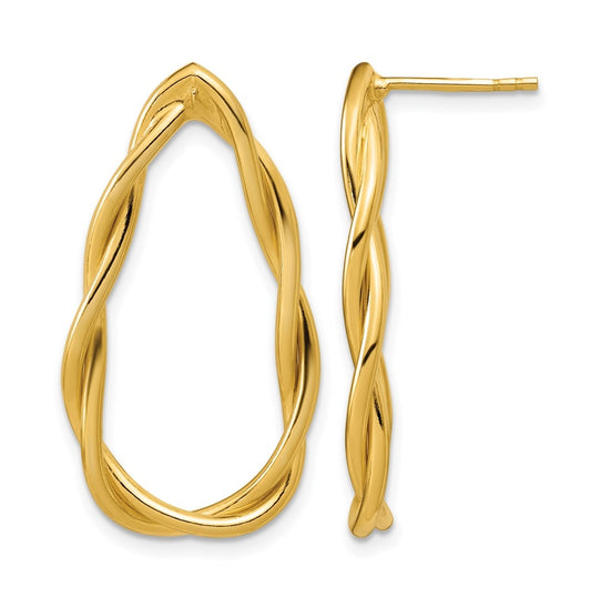 Sterling Silver Gold-plated Polished Twisted Teardrop Drop Post Earring