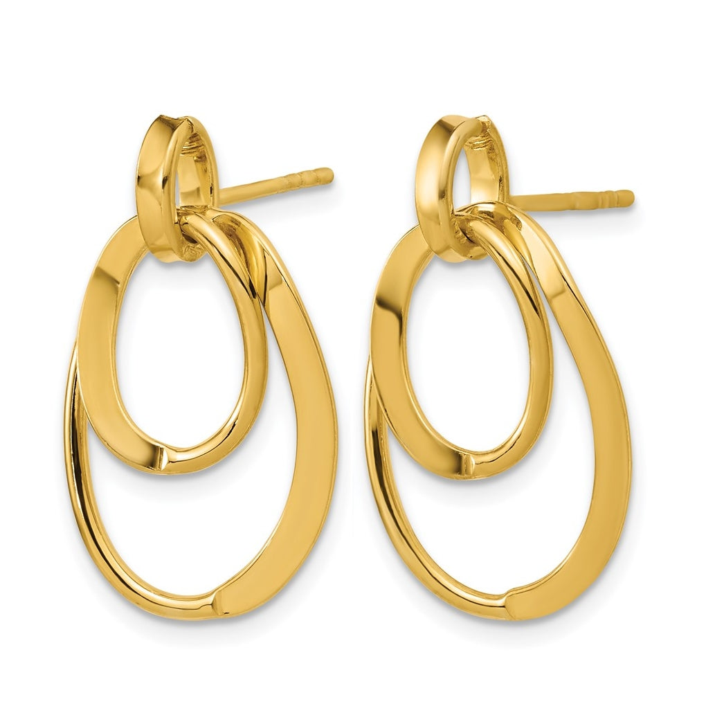 Sterling Silver Gold-plated Polished Fancy Oval Dangle Earrings