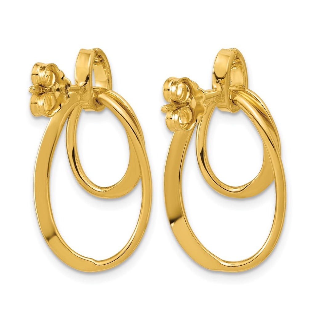 Sterling Silver Gold-plated Polished Fancy Oval Dangle Earrings