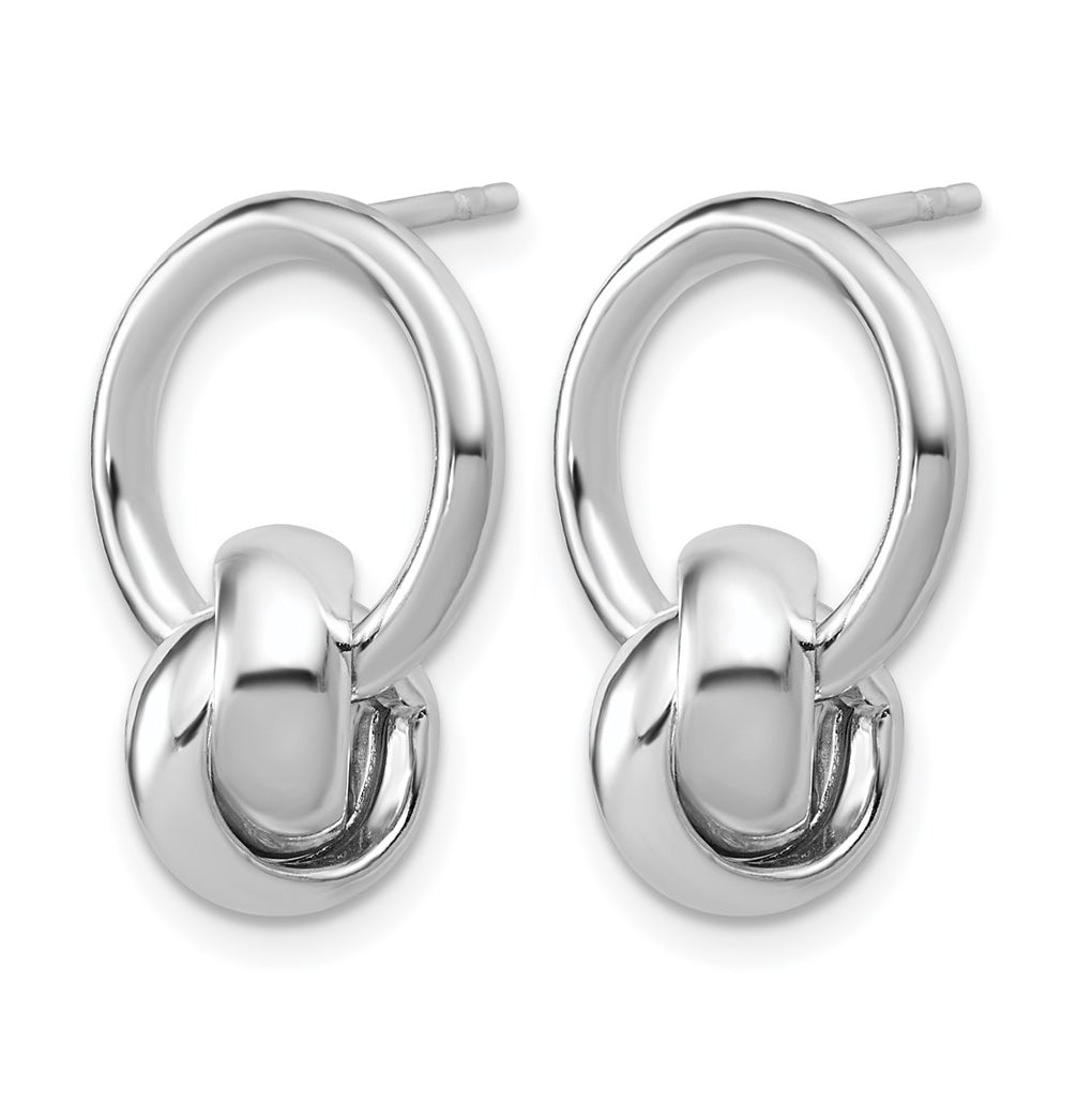 Sterling Silver RH-plated Polished Circle Dangle Post Earrings