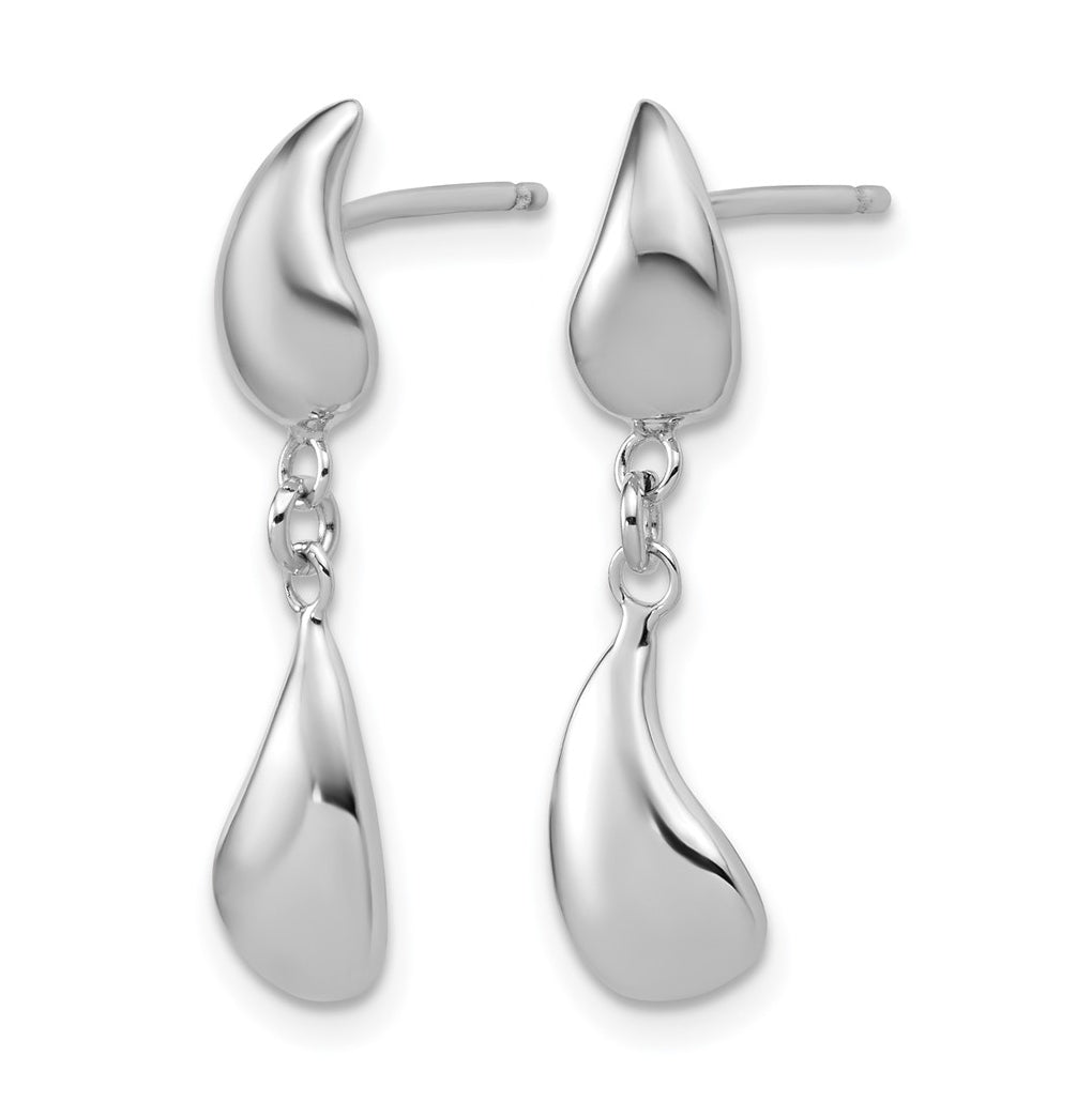 Sterling Silver RH-plated Polished Teardrop Dangle Post Earrings