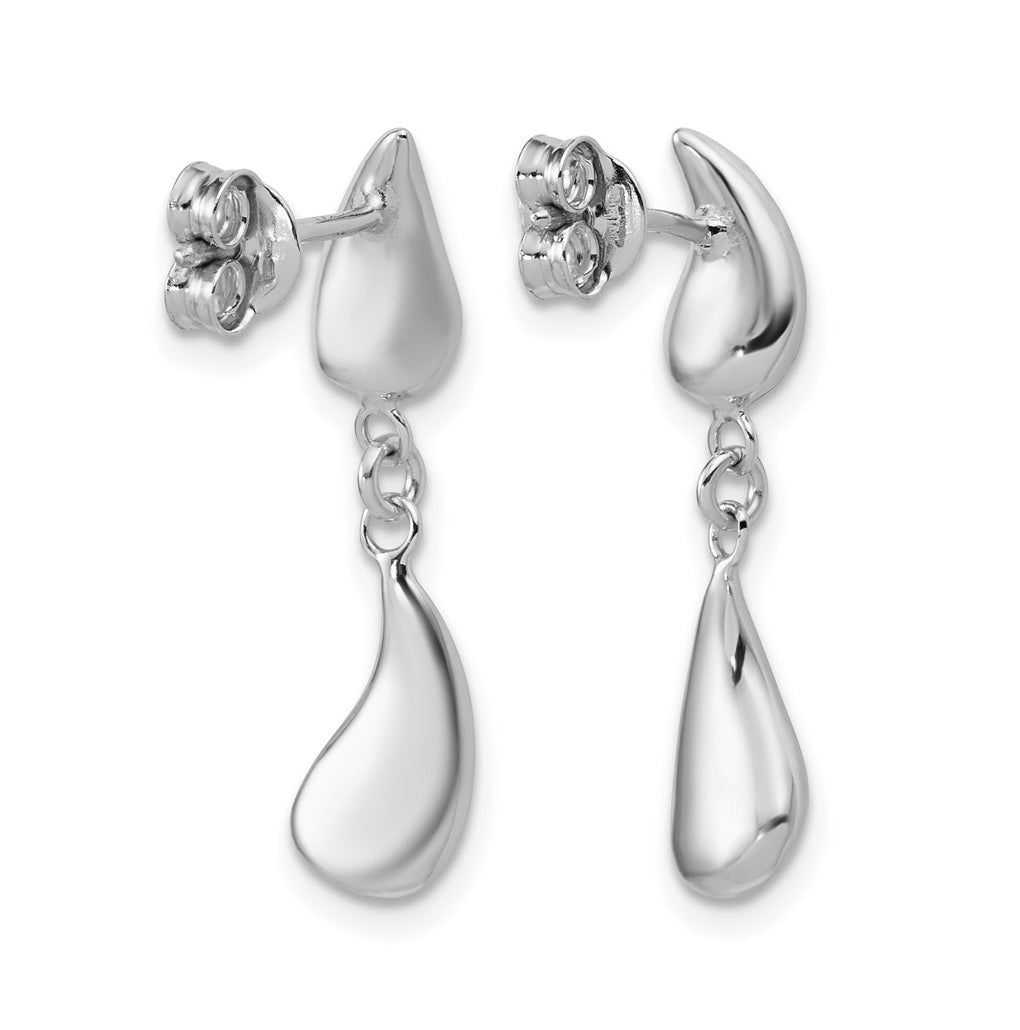 Sterling Silver RH-plated Polished Teardrop Dangle Post Earrings